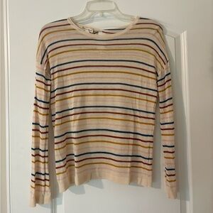 Hem & Thread Cream and Orange Crew Neck Sweater
